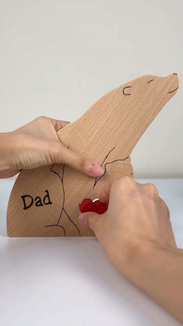 Drawelry Puzzle En Bois Personnalisé – Figurines Animales Gravées Avec Noms – Déco Familiale – Cadeau Sur Mesure Pour Maman, Papa, Enfant (modèle Chat)