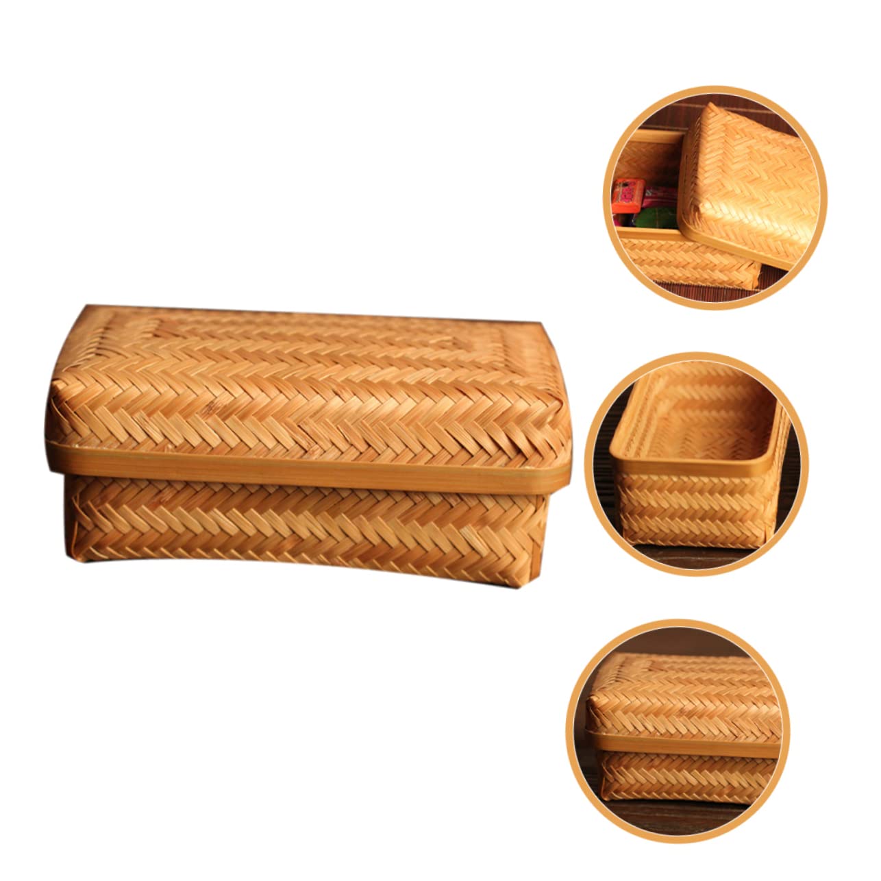 GLEAVI Woven Tea Box Breathable Desktop Container for Loose Leaf Tea Multi Functional Creative Basket for Home Kitchen Storage Natural Material present Idea
