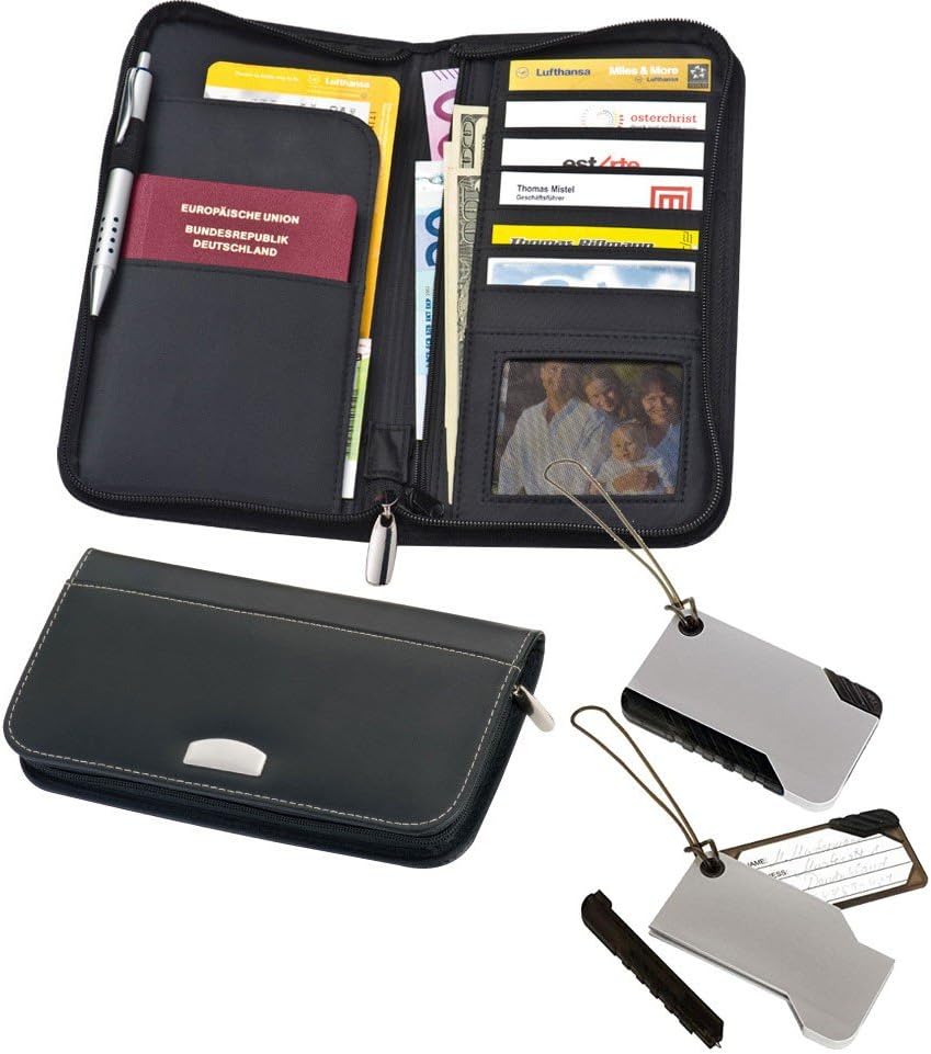 Travel Wallet Travel Wallet Travel Wallet – Ticket Pocket + 2 Luggage Labels/Tags with ball point pen