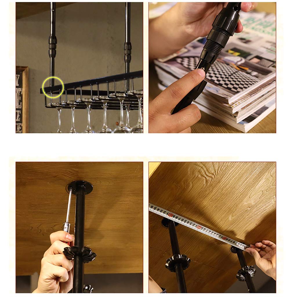 JHGJBJ Soportes para Copas Sostenedor del Vidrio de Vino del cubilete Colgando Estante Bar Escritorio Club (Color : Negro, Tamaño : 120 * 40cm)