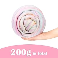 Vista 2 de Wool Roving - Lana de fieltro de aguja natural de 7.02 onzas a granel para hilar, manta de tejer con brazos, fieltro húmedo, manualidades, hilo