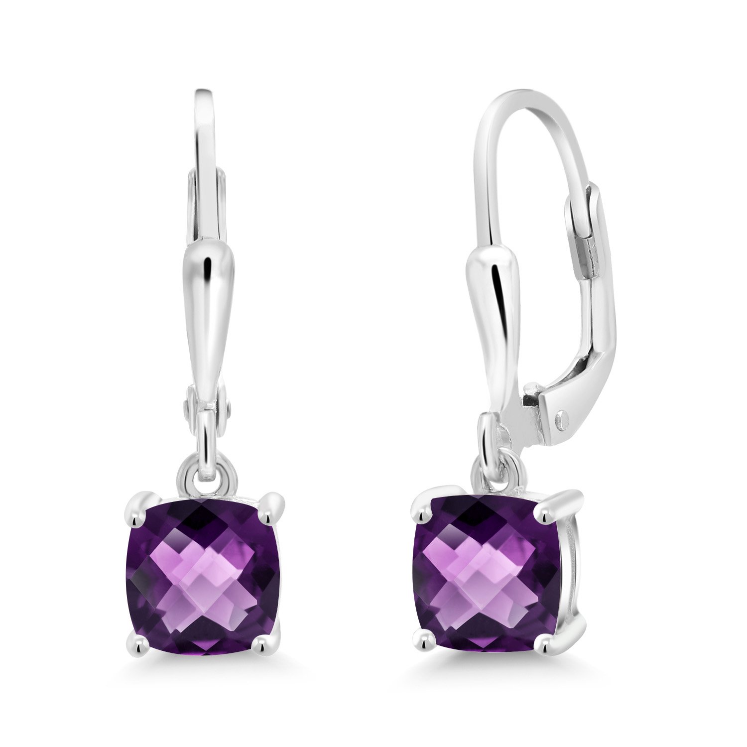 Gem Stone King Dangle Earrings For Women | 925 Sterling Silver | 6MM Cushion Gemstone Birthstone | Fine Jewelry Gift for Her Mom Women Wife - Image 8