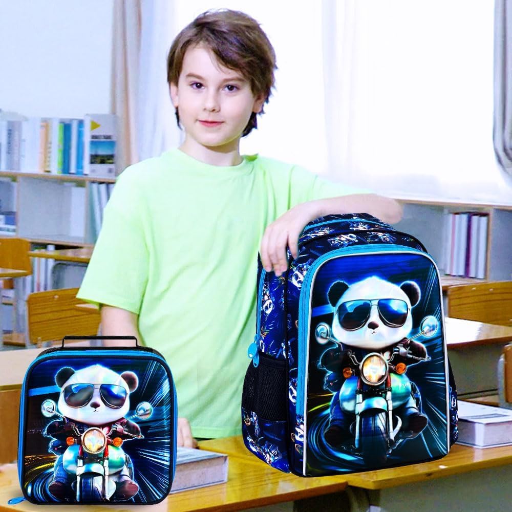 CCJPX 3PCS Backpack for Boys, 16 Inch Kids Panda Water Resistant Preschool Backpacks, Cool Kindergarten School Bookbag Set for Teen Travel - Image 8