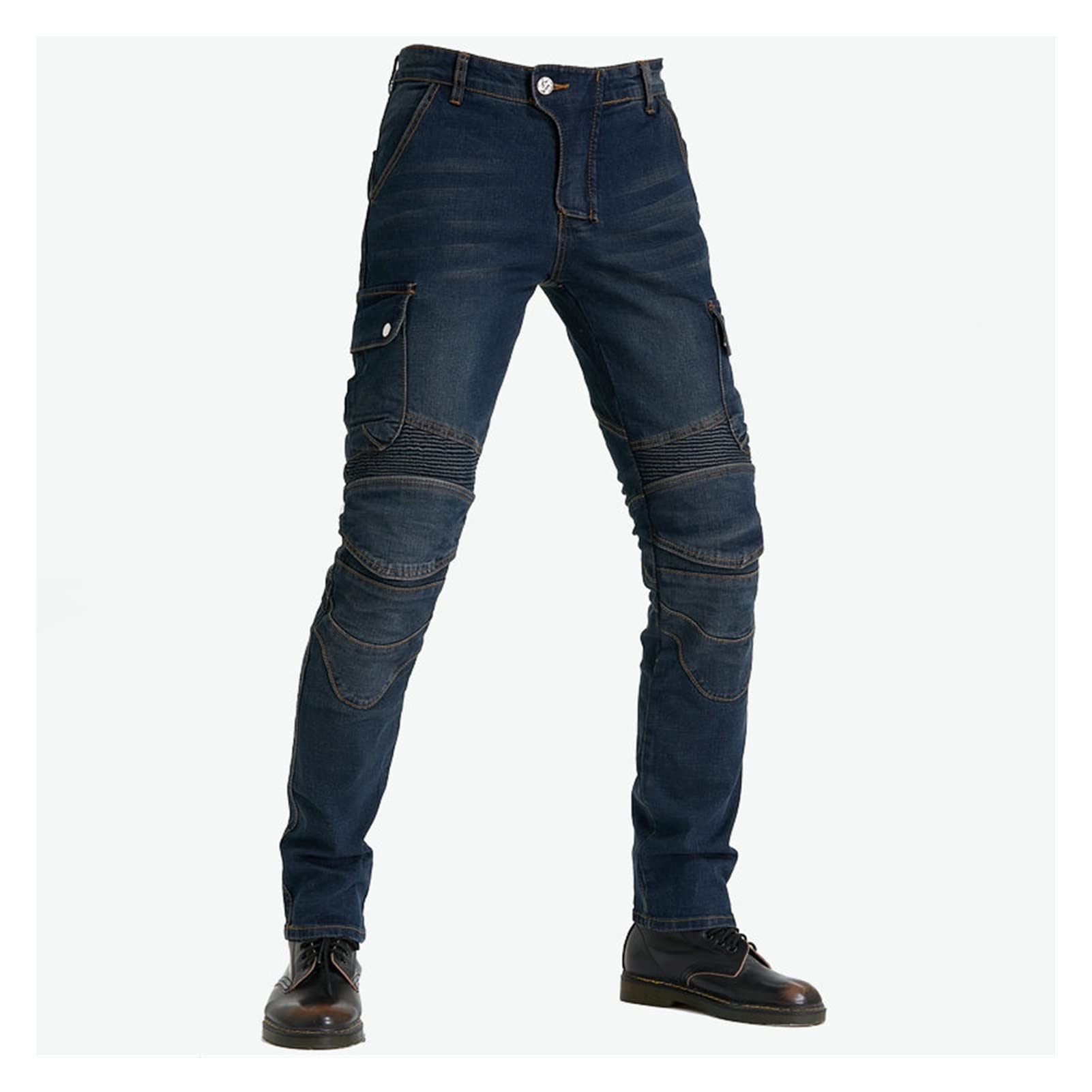 Men's Blue Kevlar Motorcycle Riding Jeans with Removable CE Armor Black / XXS