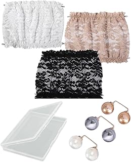 6 Pack Lace Modesty Panel for Women - Invisible Cleavage Cover with Adjustable Bra Hooks & Elegant Brooch Pins Mock Camisole Inserts Anti-Peek Coverage for Dresses, Tops