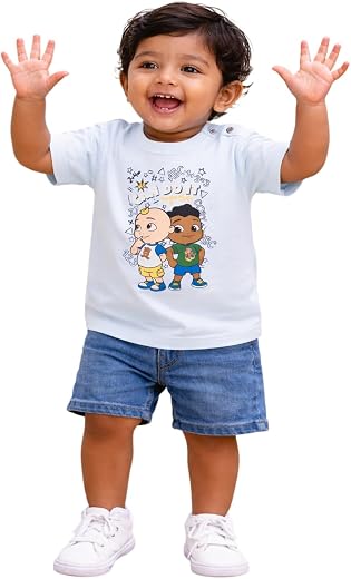 Button Bear Unisex Cotton Cocomelon Cartoon Print Half Sleeve Kids T-Shirt | Soft Breathable Fabric | Round Neck Casual Gr...
