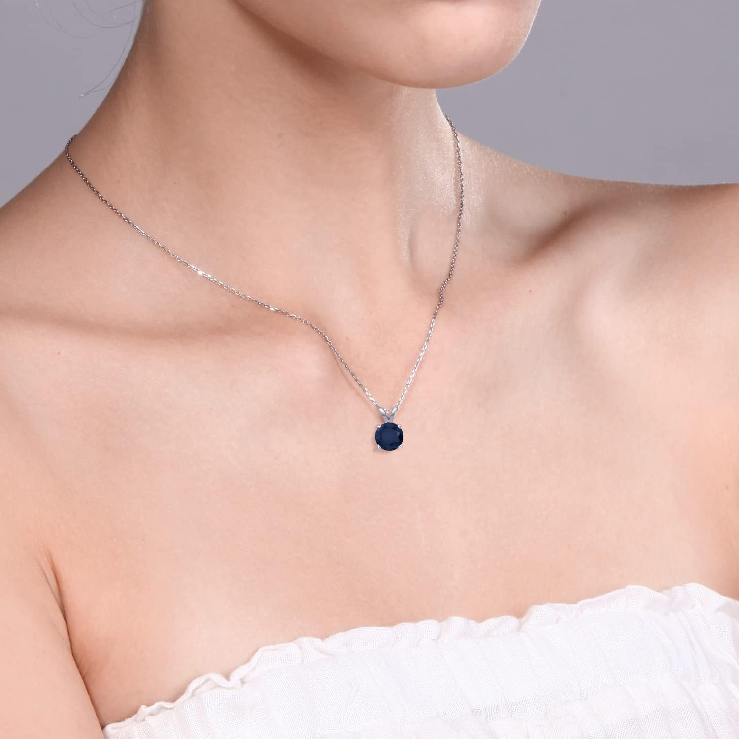 Gem Stone King 6MM Round Gemstone Birthstone Solitaire Pendant Necklace | 925 Sterling Silver | 4-Prong Necklace For Women | With 18 Inch Silver Chain | Fine Jewelry Gifts for Her Mom Women Wife - Image 5