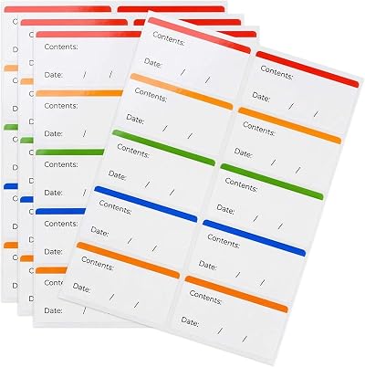 300 Pcs Freezer Food Labels on Roll - 30x60mm Self-Adhesive, Removable Kitchen Date Labels for Storage Containers - Record Food Safely with Date, Time, Use By, and Init (Colorful)