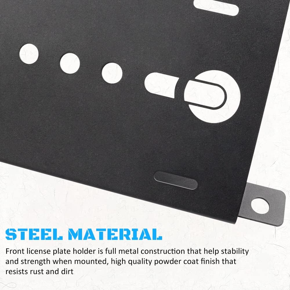 Front License Plate Bracket for Ford Bronco, Steel License Plate Holder Front Lower Bumper License Plate Mount License Plate Frames for Bronco Compatible with 2021 2022 2023 2024 Ford Bronco (Black)