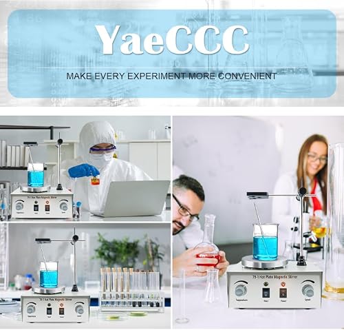 YaeCCC 1000ml Magnetic Stirrer Hot Plate Magnetic Mixer Stir Plate Lab Stirrers 2400 RPM with Support Stand and 5pcs Stir Bars - Thumbnail 7