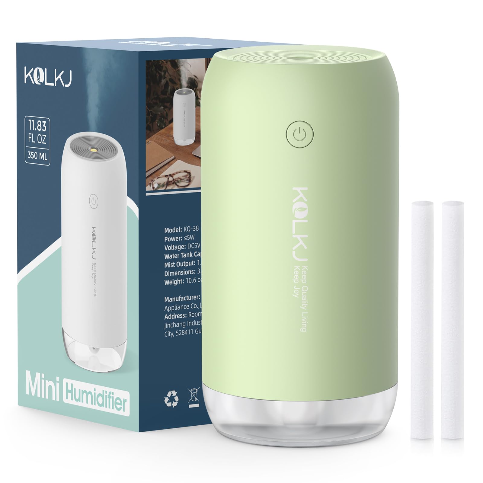 Mini umidificatore portatile, 350 ml, silenzioso, piccolo, umidificatore a nebbia fredda, USB, per scrivania, camera da letto, ufficio, piante, auto, cameretta dei bambini, con 2 modalità di