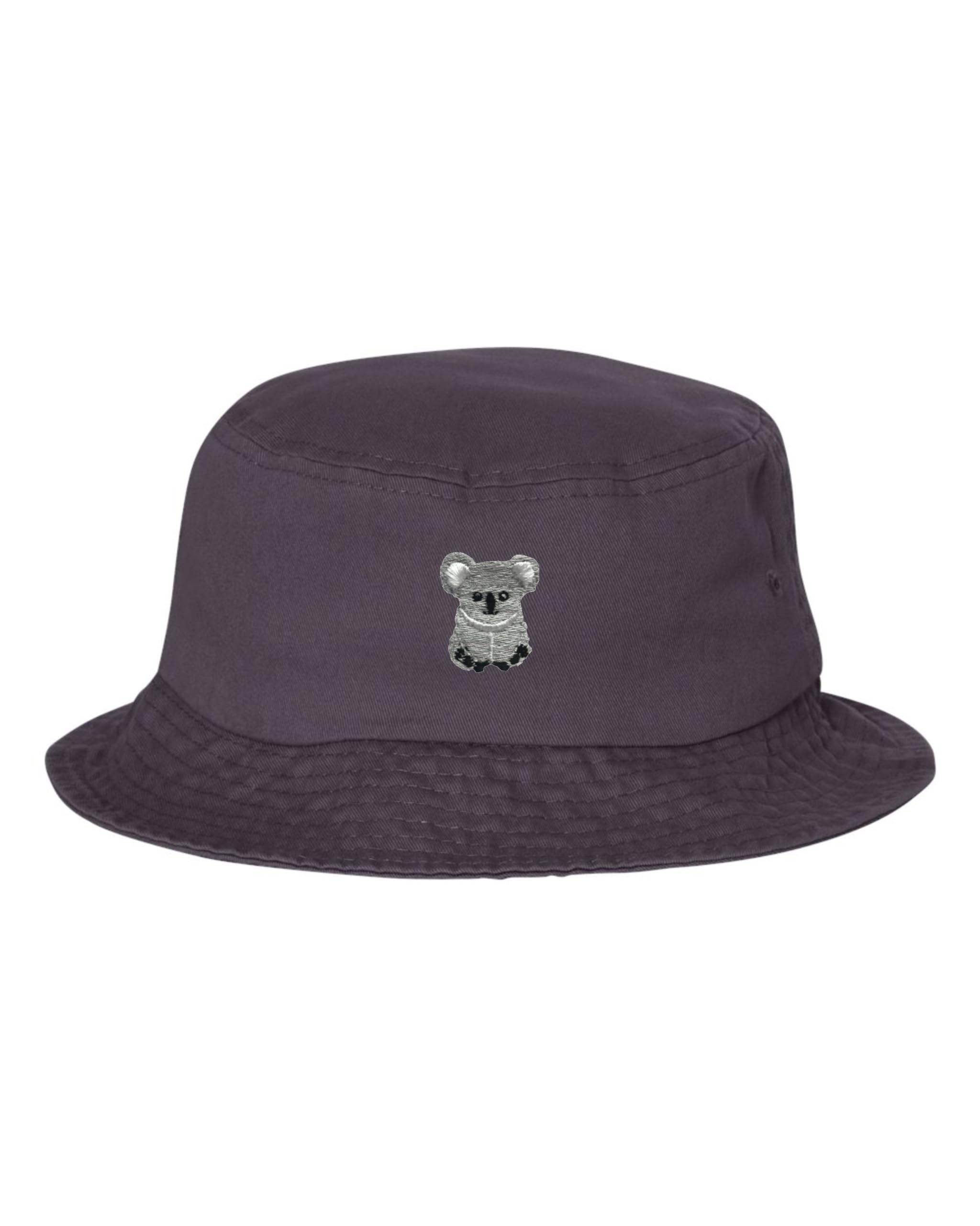 One Size Charcoal Bucket Koala Bear Embroidered Cap Dad Hat