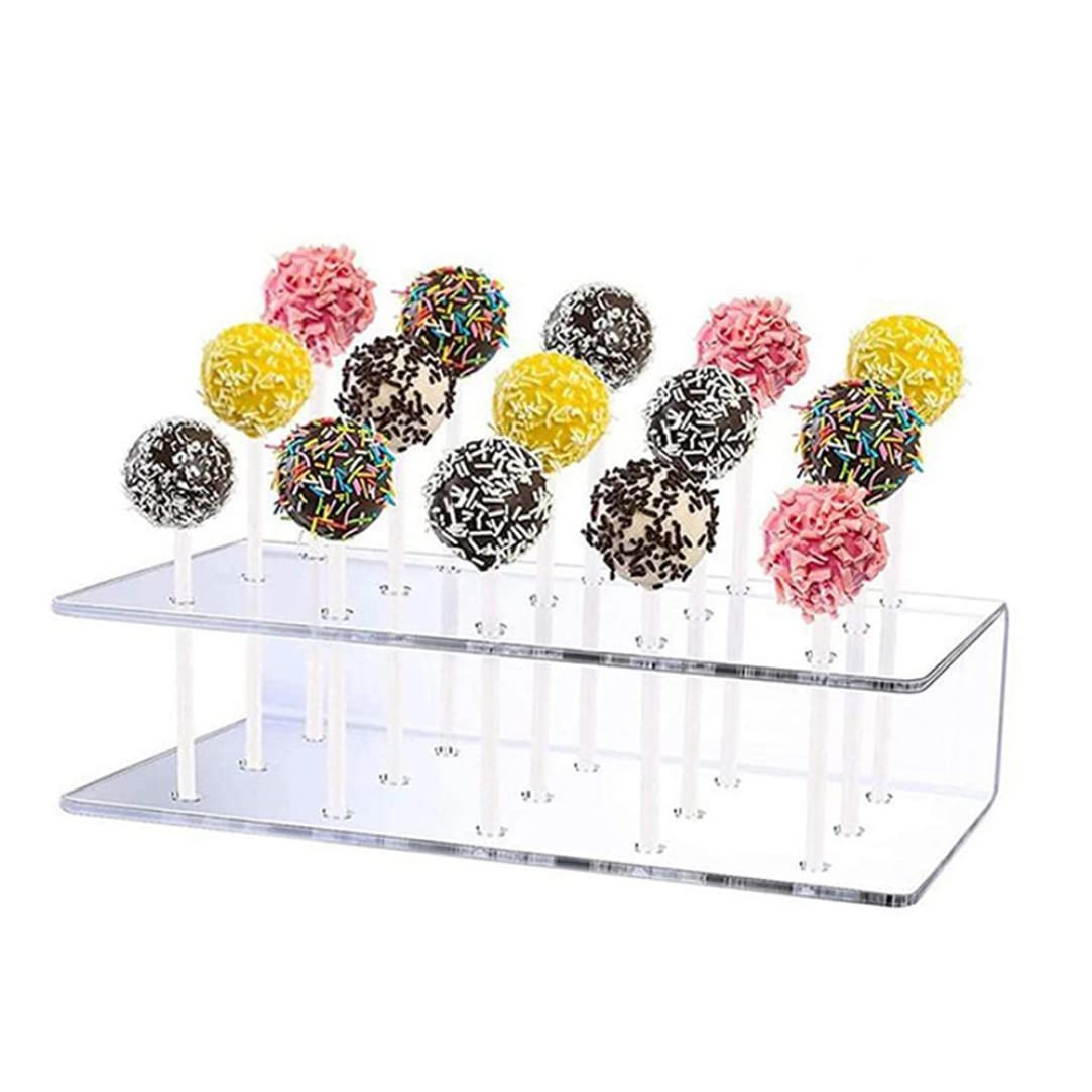 Vervevum Lollipop Stand Display Acrylic Lollipop Holder 15 Holes Transparent Cake Holder Stand for Baby Shower Party Supply, Display