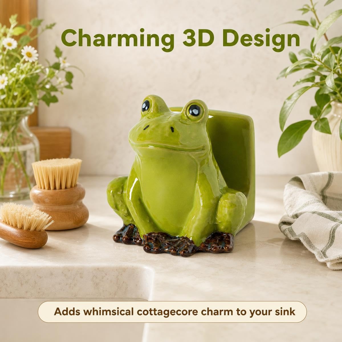Cute Frog Sponge Holder - Kitchen Sink Organizer -3