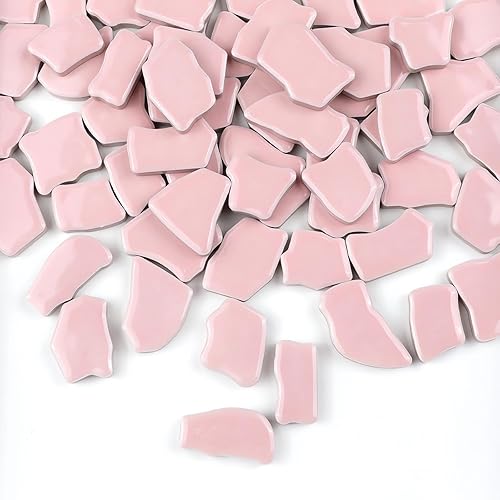 Miniatura 6 de PINUO&KE Azulejo de mosaico de cerámica irregular con pegamento de 0.99 libras para adultos y niños hechos a mano para manualidades de cerámica para