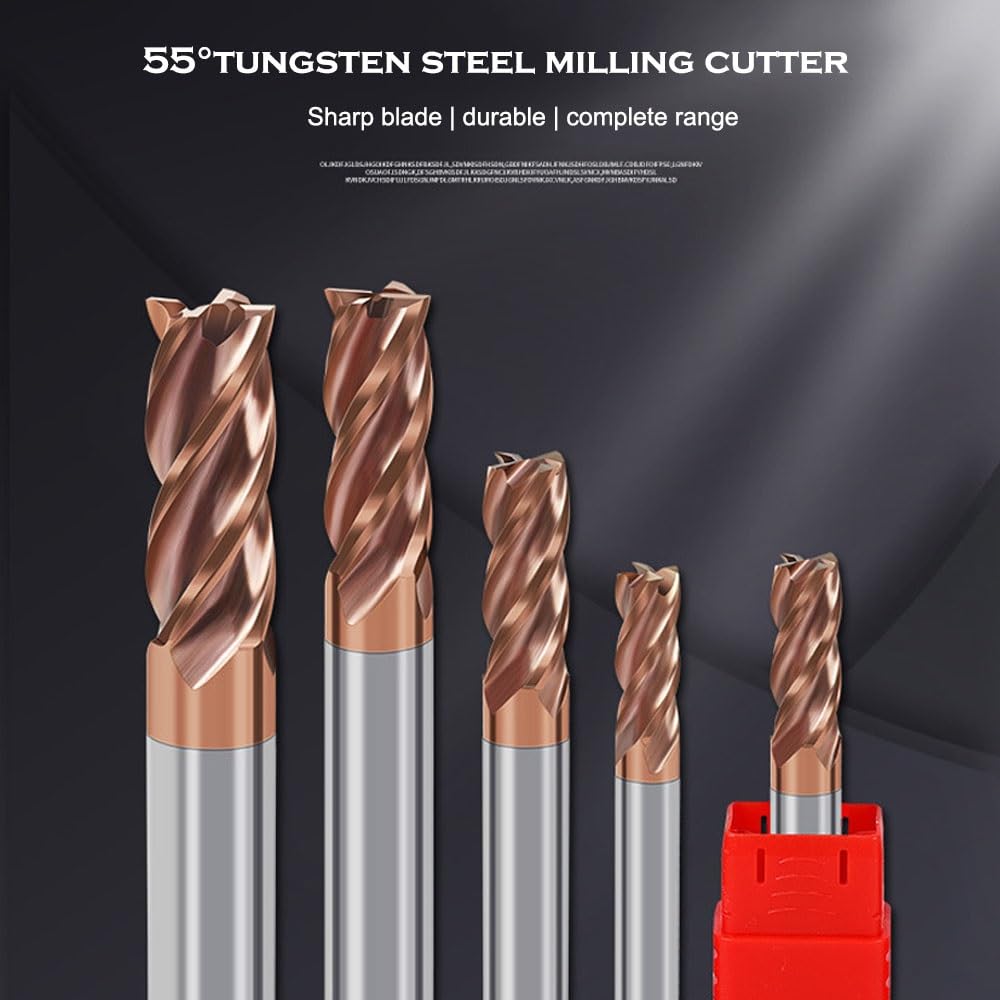 Broca de fresado de carburo - Fresa de esquina afilada de 4 flautas de acero de tungsteno Recubrimiento de bronce - Herramienta CNC - for acabado de desbaste de metal de aluminio (Size : D16*70*D16*1