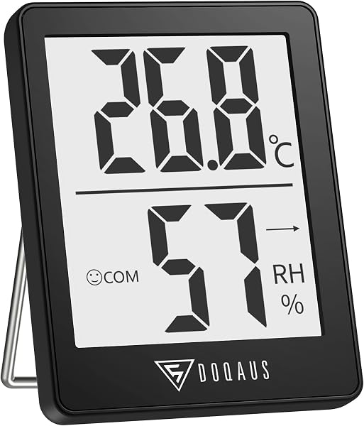 DOQAUS Raumthermometer Innen, Digitales Mini Thermo-Hygrometer Hohe Genauigkeit Temperatur und Luftfeuchtigkeitsmessgerät mit Smiley-Indikator, für Innenraum, Babyraum Luftfeuchtigkeit Messen - 1