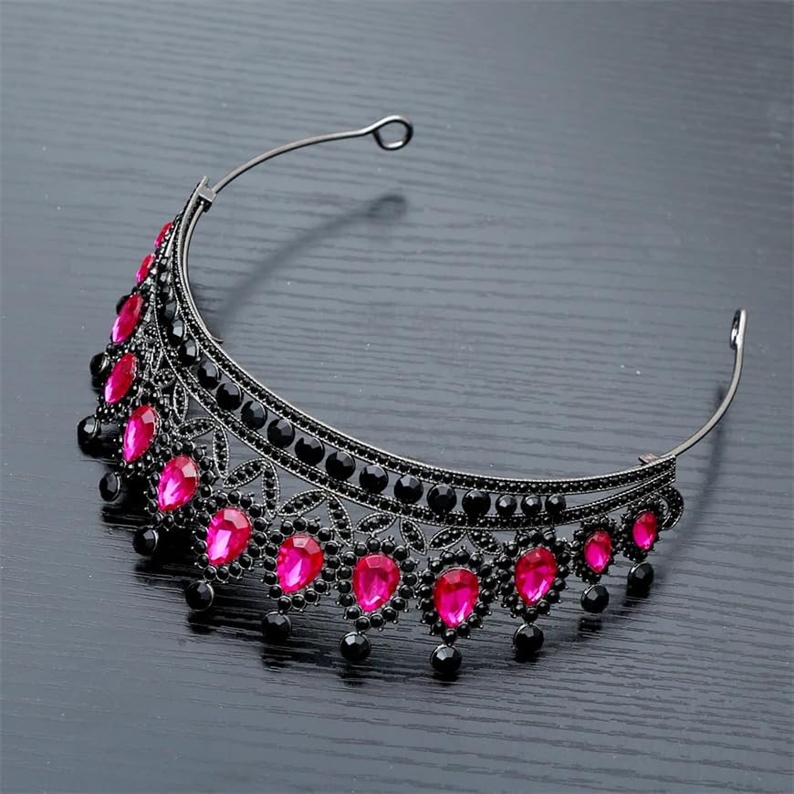 Dninmim Tiara da donna vintage con strass, tiara per balli studenteschi, accessori per capelli da sposa