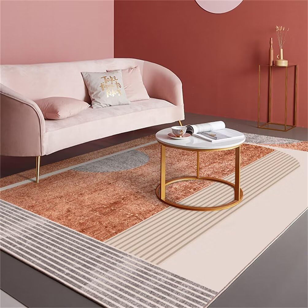 Tapis lavable à sticker rayé moderne gris pour chambre