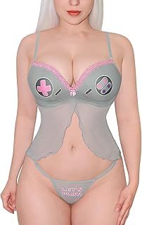 [LittleForBig] 女子ランジェリー2点セット【ゲーマーガール】 メッシュタンクトップとTバック