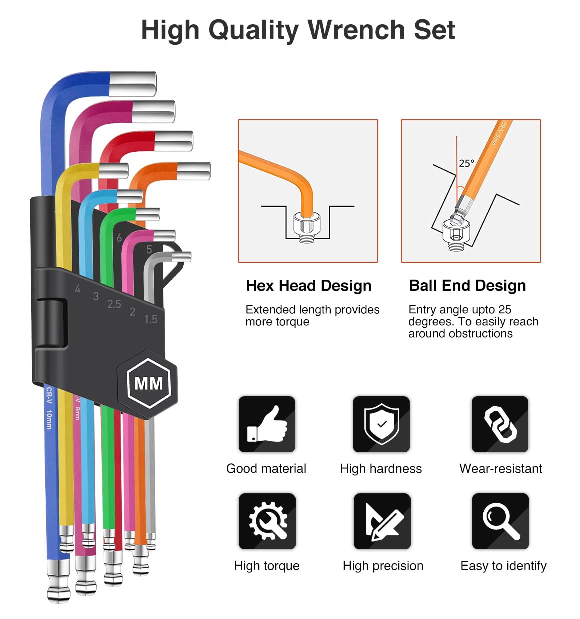 Kit Chiavi Esagonali Ball Point Set 9 Pz. A Brugola Da 1,5 A 10 Mm - Foto 2