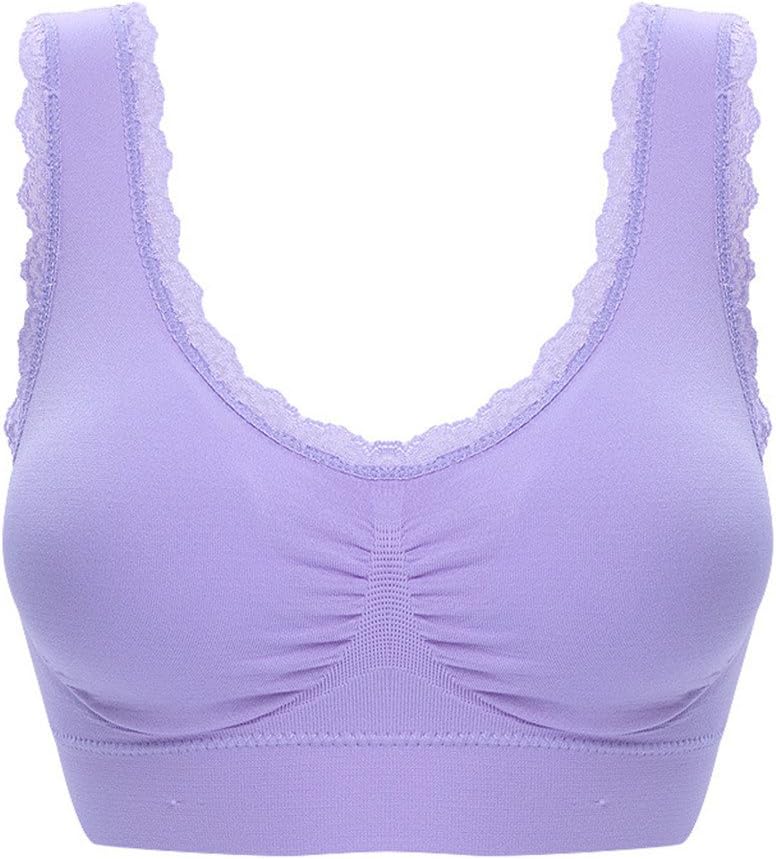 Senchanting Lace Trim Pullover U-Back Wirefree Full Coverage Seamless Sports Bra