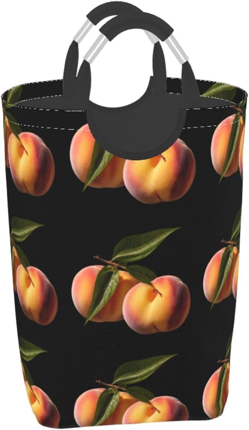 Big peach Foldable storage bag, 50L capacity, suitable for laundry room, dormitory bedroom, dirty clothes storage basket.