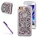 iPhone 6/6S Case, EMAXELER Horror Painted Series 3D Glitter Liquid Floating Bling Moving Hard Protective Case for iPhone 6 (2014 Release) / 6S (2015 Release) + Send 1Pcs Stylus Pen--Skull: Sliver