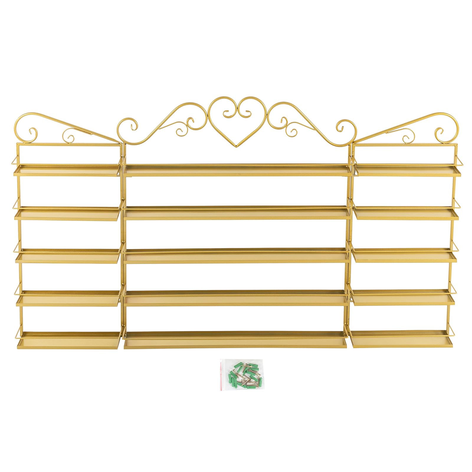 Nagellack Aufbewahrungsregal Wandmontiert 5 Ebenen Metall Display Regal für Nagelstudio Wohnzimmer Schlafzimmer Gold Tonie Aufbewahrung Metallregal Wand Schminken Wandregal