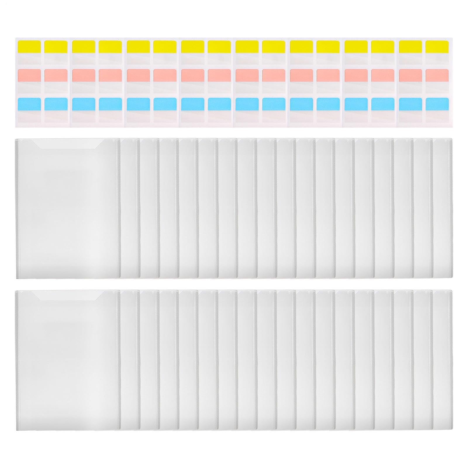Bolsa de documentos transparente - Treinta cajas de almacenamiento con sesenta índices adhesivos | Bolsa reutilizable para documentos - Para estudiantes y profesores adultos Oficina Escuela