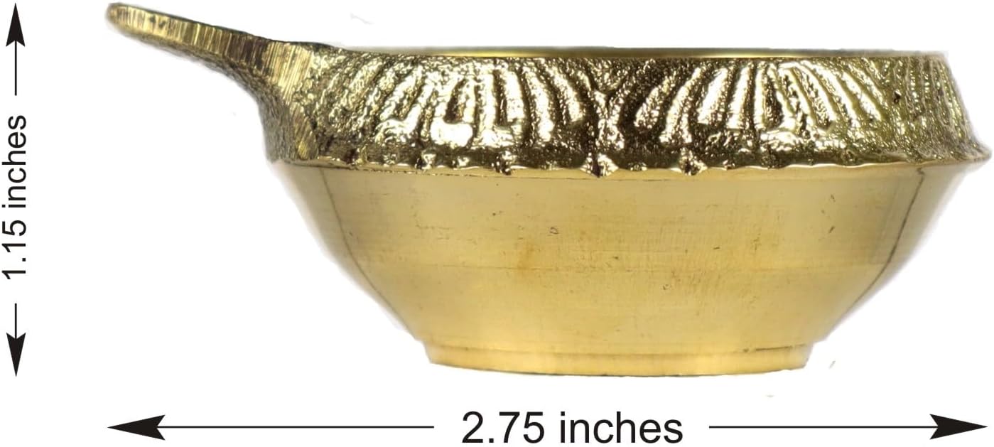 ASHIRWAD Brass Carved Diya Kuber for Home Temples Festivals Diwali Pooja Beautifully Engraved Oil Lamp (2, 2.5 inches)