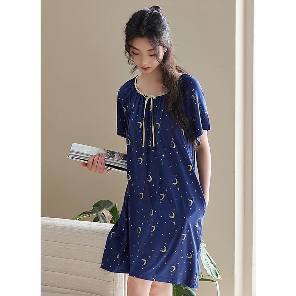 Camisón para Mujer - Ropa De Dormir con Patrón Geométrico para Mujer Joven, Camisones, Camisón De Verano, Camisón Modal, Pijamas