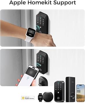 [2026 Upgrade Version] Fingerprint Smart Lock with Apple Home Key, NFC & Keypad, Keyless Entry Door Lock Deadbolt for Front Door, Works with Homekit, Auto Lock & Easy Install, US Tel Support