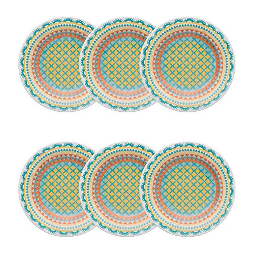 Conjunto com 6 Pratos Fundo Oxford Daily Floreal Bilro Multicor 23Cm