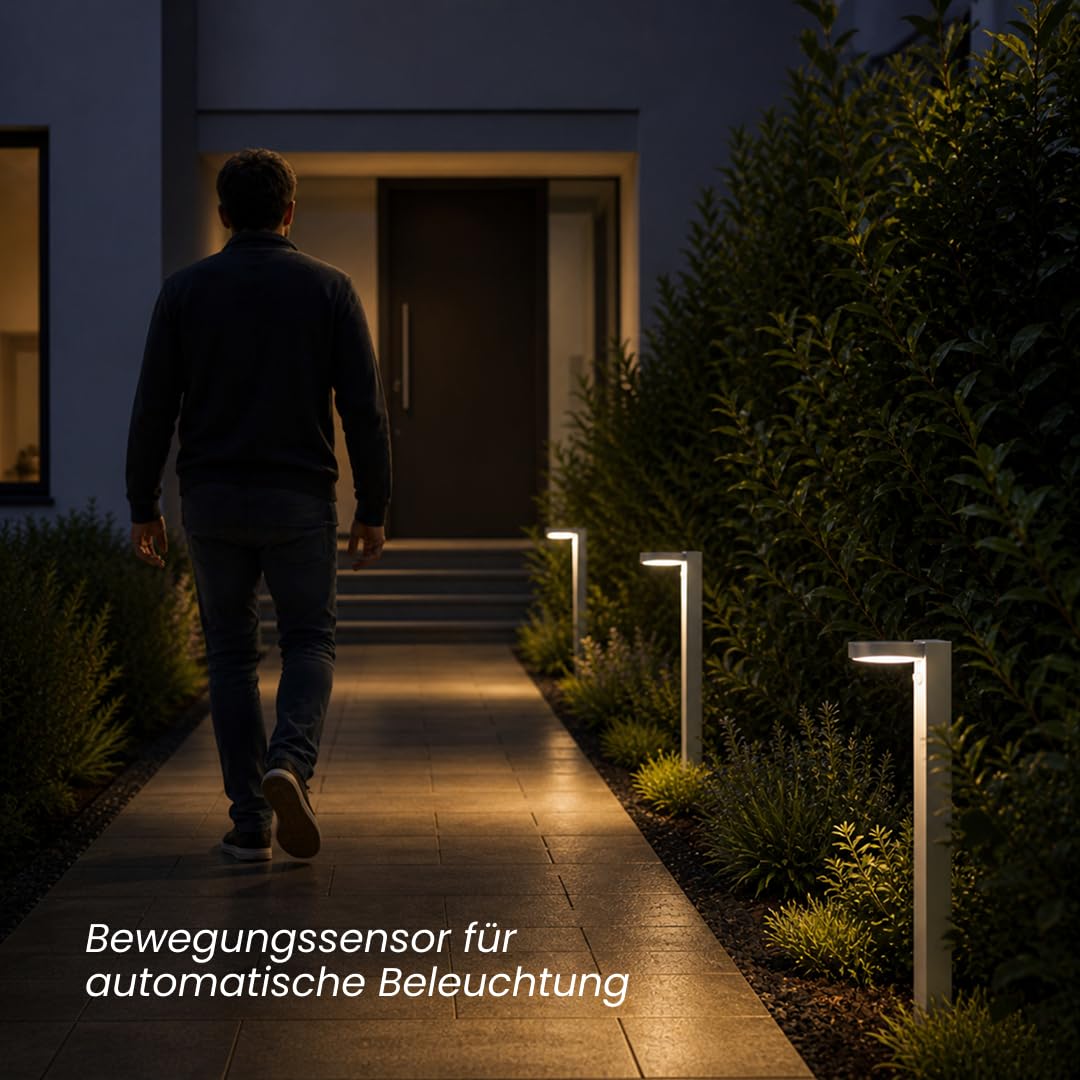 Star Trading Solar Wegeleuchte mit Bewegungsmelder – 500 Lumen & 70 lm Dauerlicht, LED warmweiß 3000K, Dämmerungssensor, 60 cm – Gartenleuchte für Wege & Einfahrten