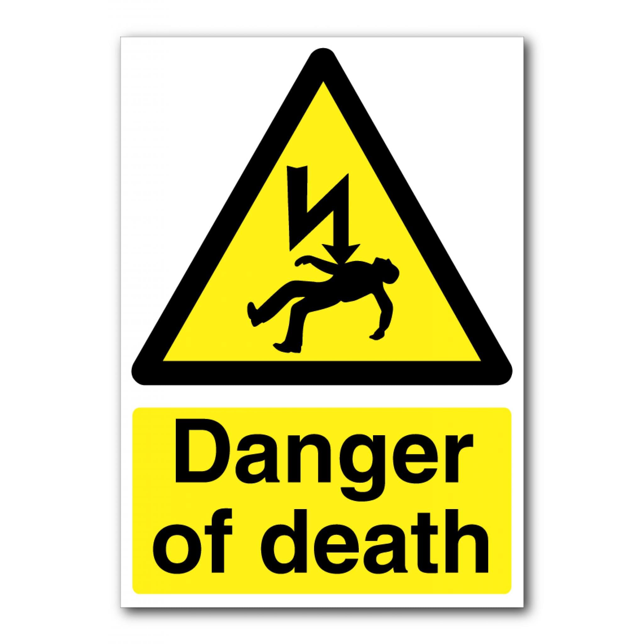 Danger Of Death Sign, 12x8 Inch Metal Tin Sign, Extreme Hazard Warning for High Risk Electrical and Industrial Zones
