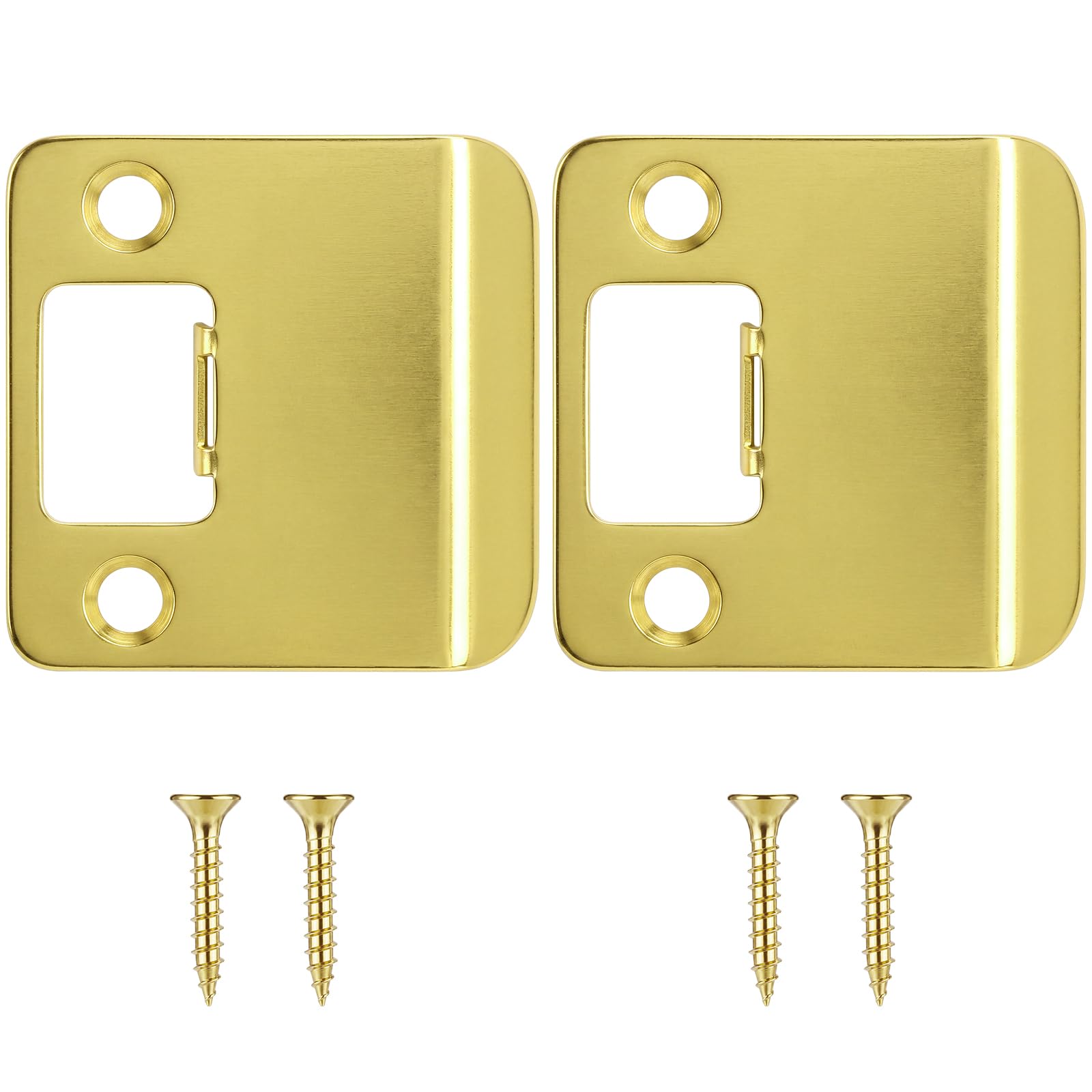 Otoolling 2 Pack Extended Strike Plate Round Corner,2 X 2.25 Inch,Gold