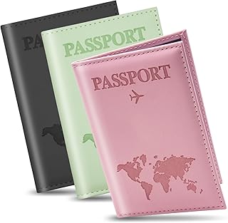 3 fundas para pasaporte, piel sintética, juego de 3 unidades, organizador de pasaporte en 3 colores, funda para pasaporte para hombres y hombres, más espacio para pasaporte, tarjetas,