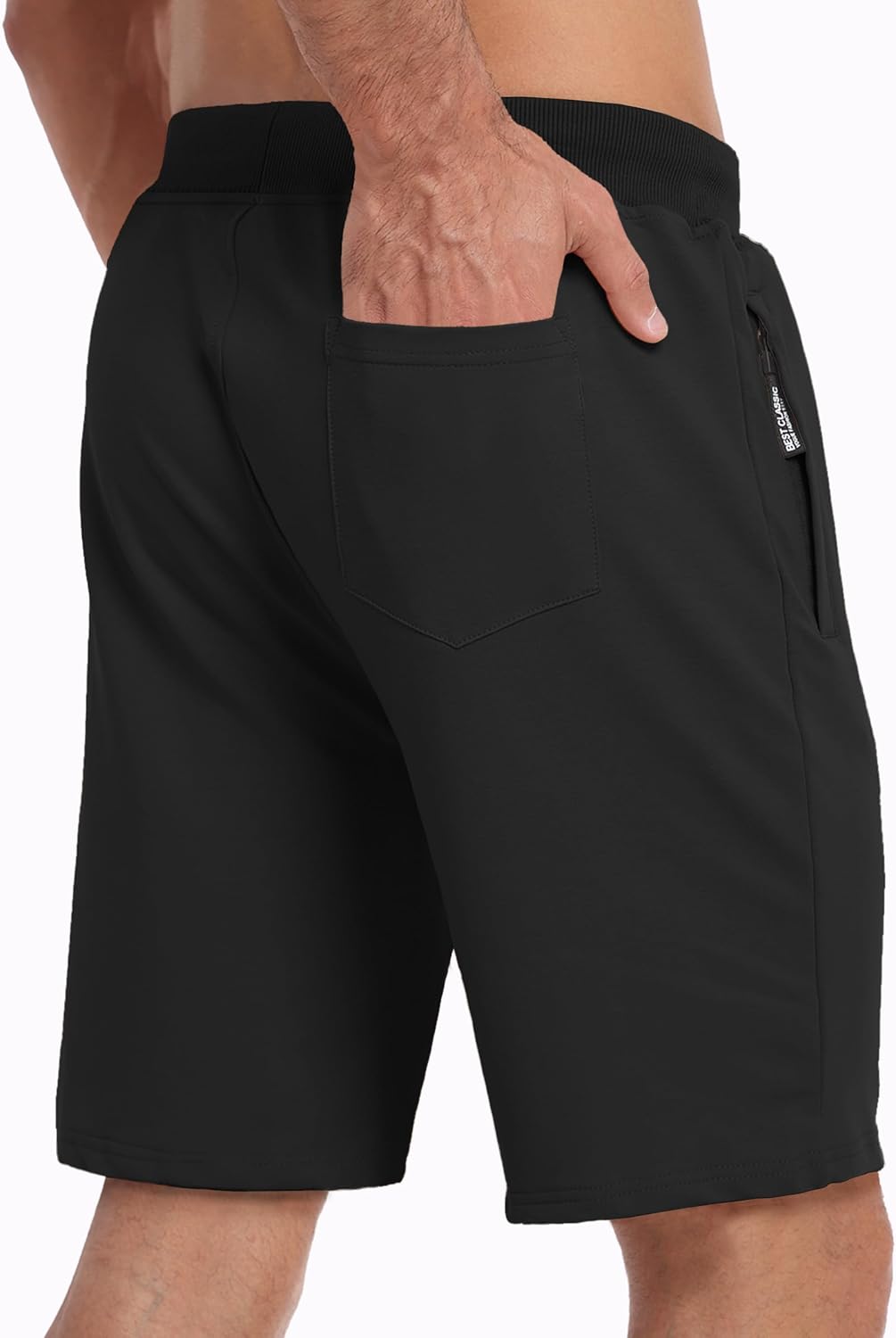 GEEK LIGHTING Mens Shorts Casual Cotton Drawstring Zipper Pockets Elastic Waist Lightweight Summer Athletic Beach Shorts - Image 2