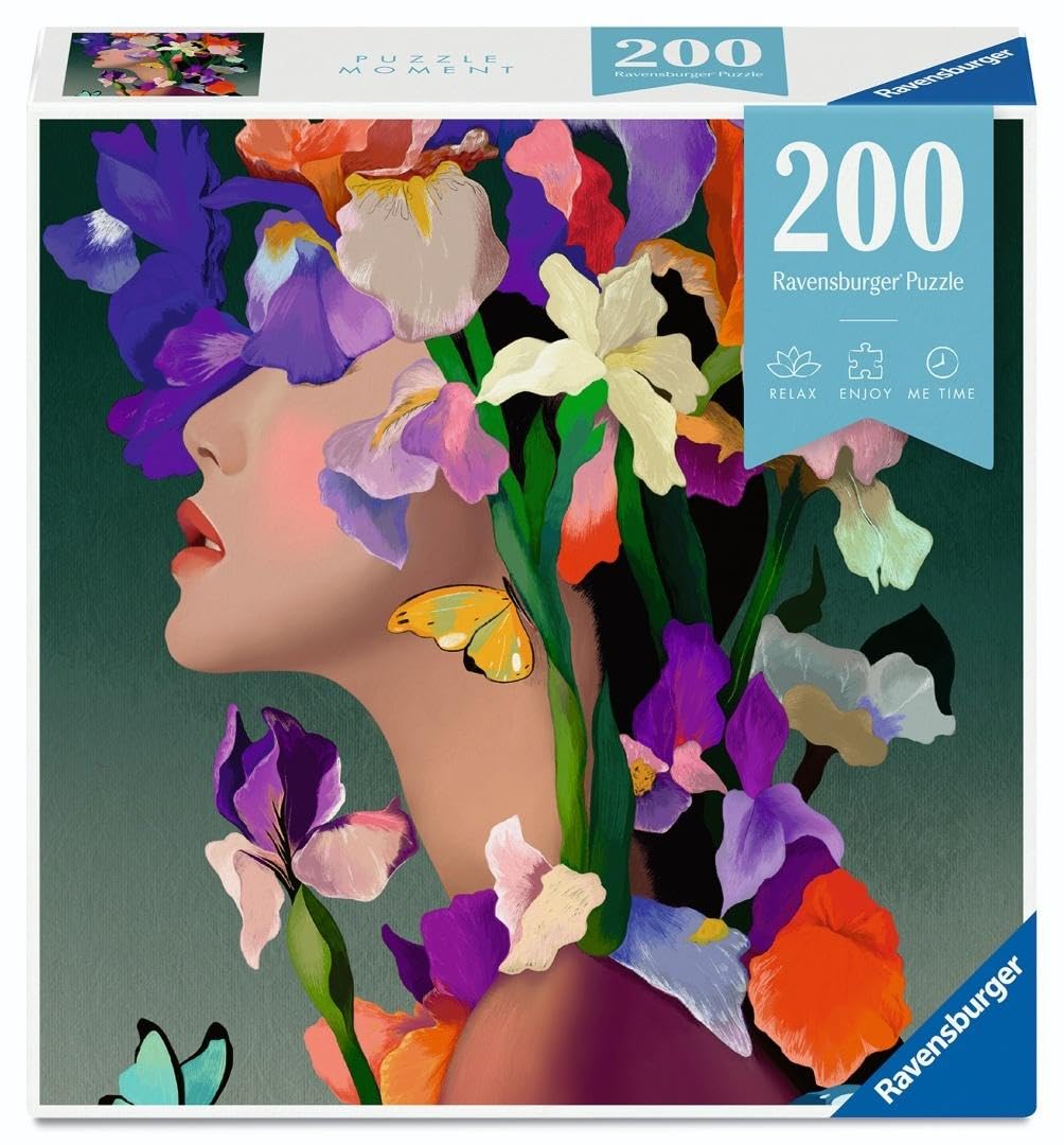 Ravensburger Puzzle Moments Flower Heads Iris – 200 Piece Jigsaw Puzzle for Adults | Relaxing Mindfulness Activity | Premium Quality Puzzle for Stress Relief & Me-Time