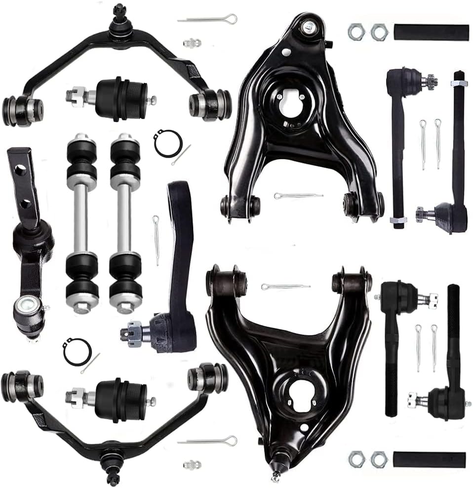 New 16-PC 2WD Front Lower Upper Control Arm w/Ball Joints Idler Arm Pitman Arm Tie Rod Ends Sway Bar Links Fit 1997-2003 for Ford for F-150 for F-250 Expedition for Lincoln Navigator Blackwood