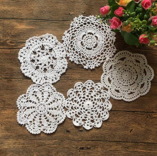 Mindplus Set Of 10 Cotton Hand Crochet Doilies Lace White 6-7 Inches Round Crocheted Placemats Vintage Wedding Tea Party #TOP4