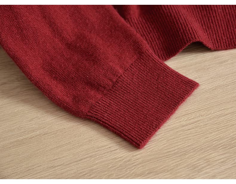 Alloaone Men 100% Solid Middle-Aged Thick Cashmere Half-High Round Neck Cashmere Sweater4