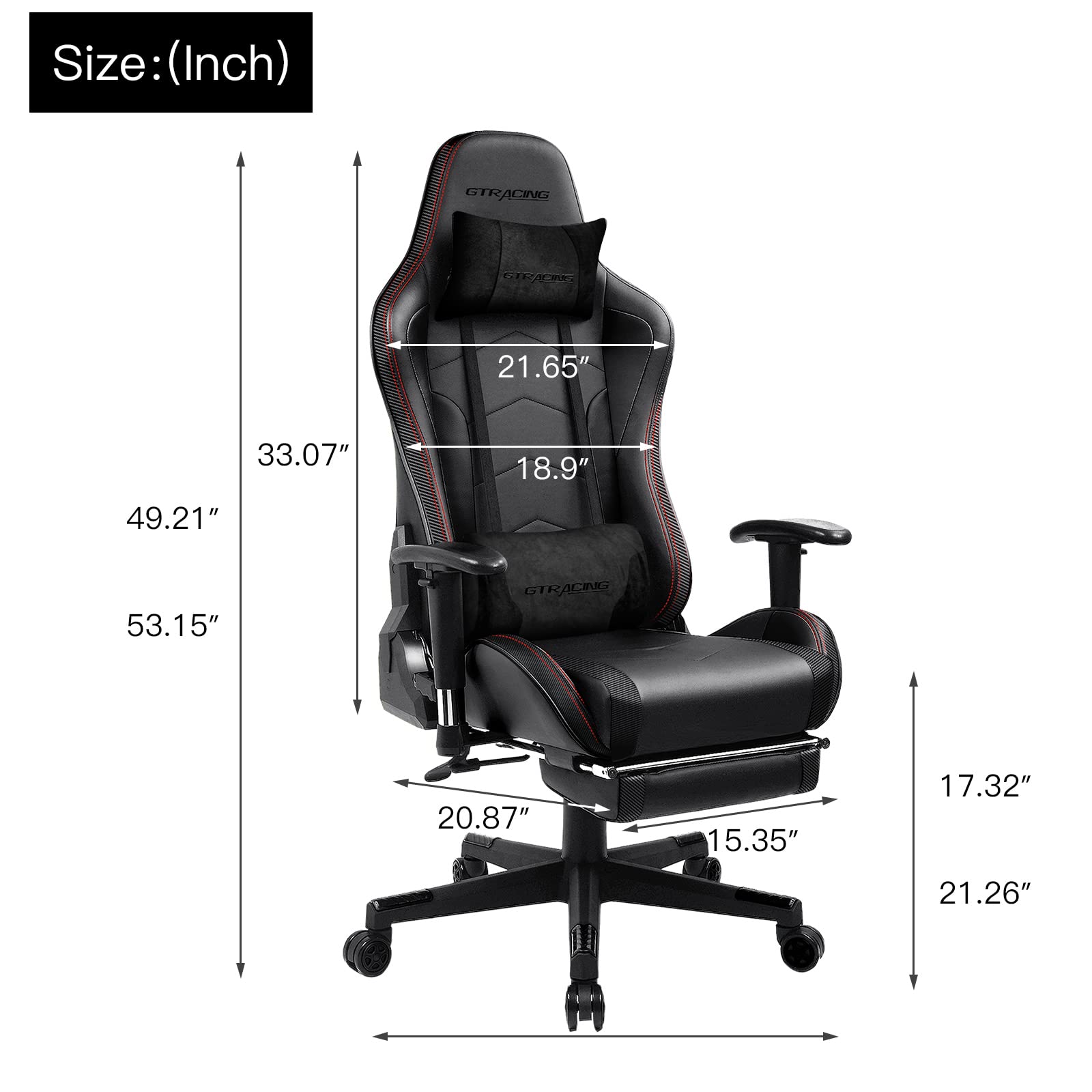 Buy GTRACING Gaming Chair with Footrest, Bluetooth Speakers Ergonomic