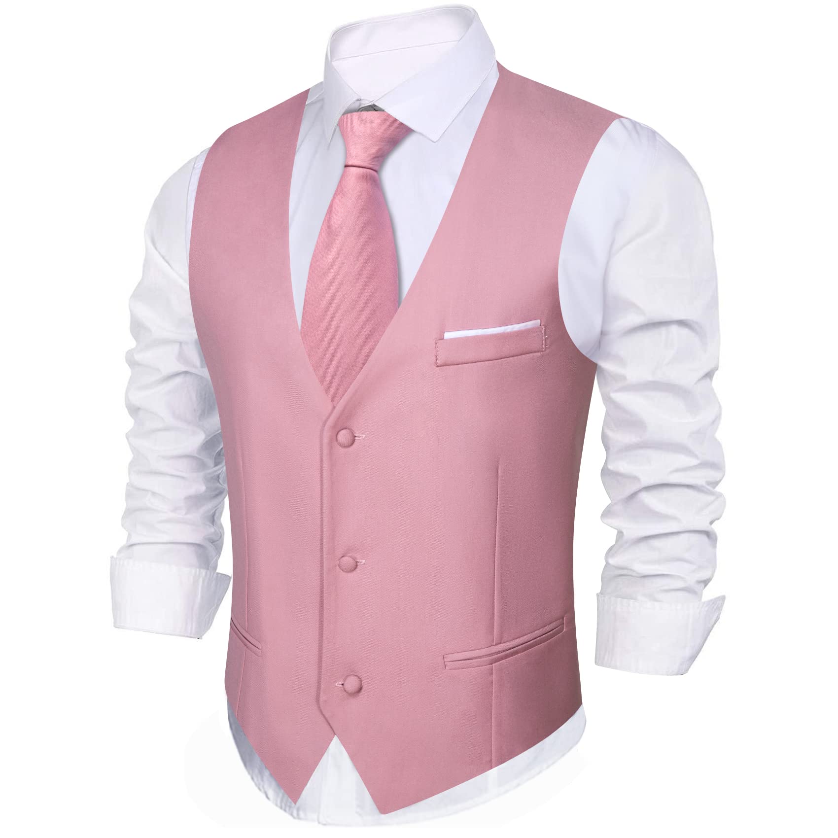 Barry.Wang Completo formale da uomo gilet con scollo a V Slim Fit casual tinta unita gilet cravatta papillon set per festa di nozze abito smoking