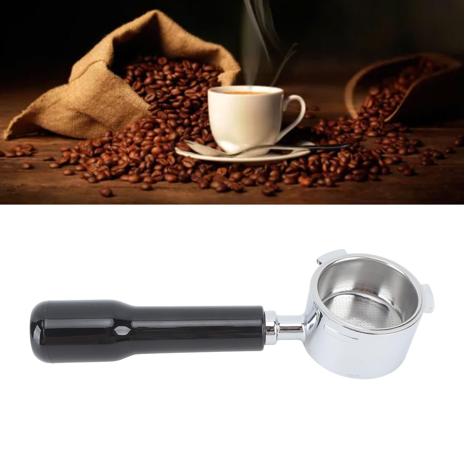 Portafiltro sin fondo de 3 orejas de 51 mm para café, cesta de filtro sin fondo, incluye cesta de filtro