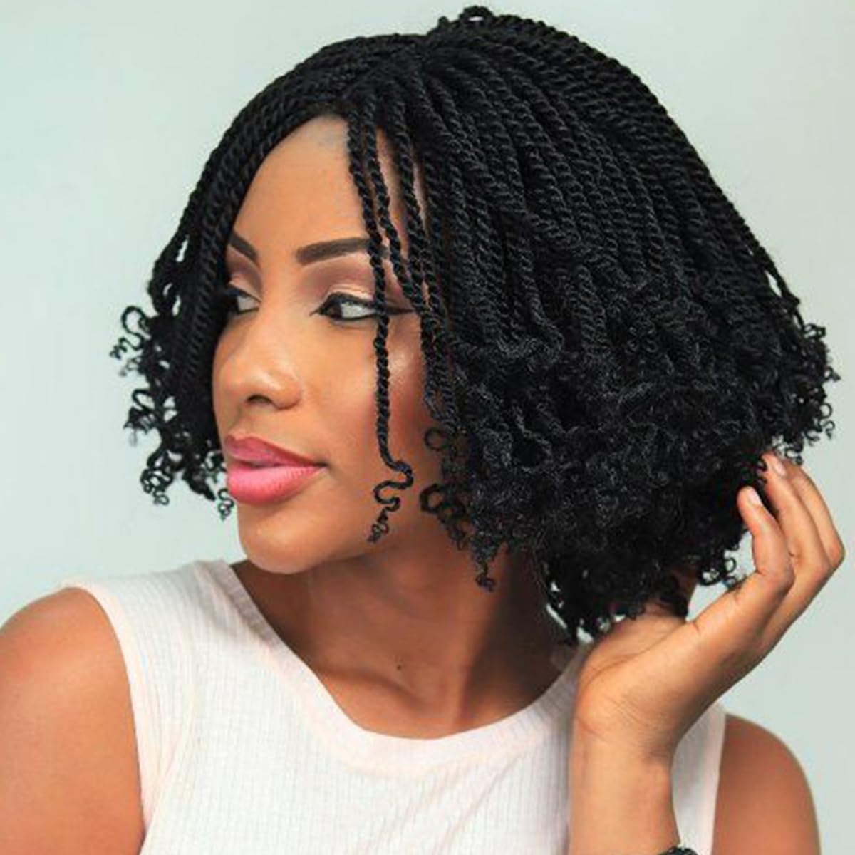 Kachanaa 8 Pack Wavy Senegalese Twist Crochet Hair With Curly Ends 8 Inch Synthetic Short Pre-Looped Kids Twisted Crochet Hair Havana Twist Braiding