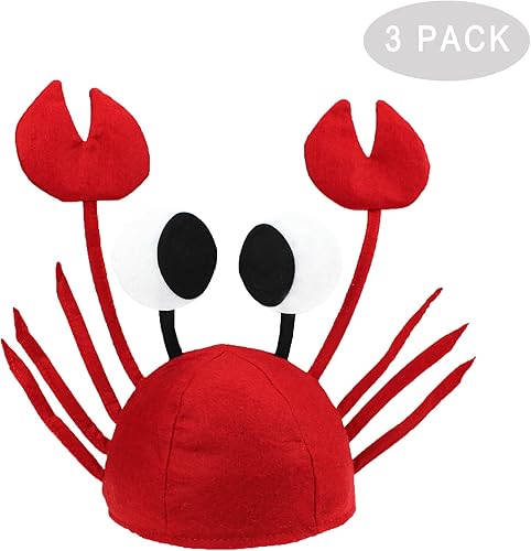 Miniatura 2 de Sombrero de cangrejo de 3 piezas, sombrero de cangrejo 3D, divertido sombrero de mariscos con garras, disfraz de animales, sombreros para adultos,