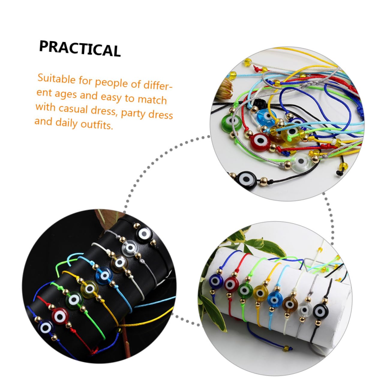 minkissy 48piezas Pulsera De Ojo Maligno Ajustable Para Niñas y Mujeres Amuleto Turco Accesorio De Moda Para Edades