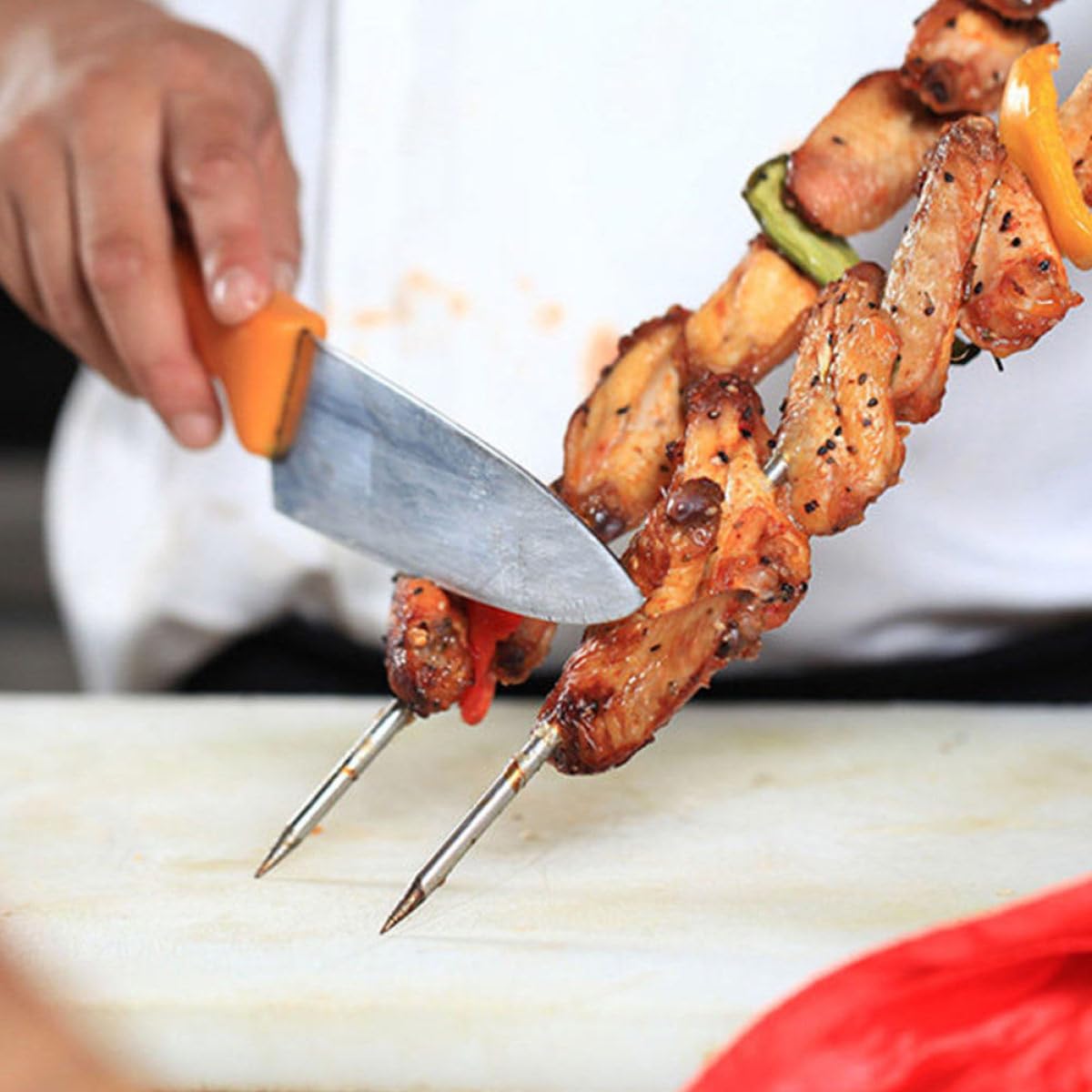 Brochetas para Asar 100 Piezas de Acero Inoxidable 304 Plateado | Resistencia a Altas Temperaturas y Corrosión, Transferencia Térmica Rápida, para Kebabs y Comida en Casa o Picnic